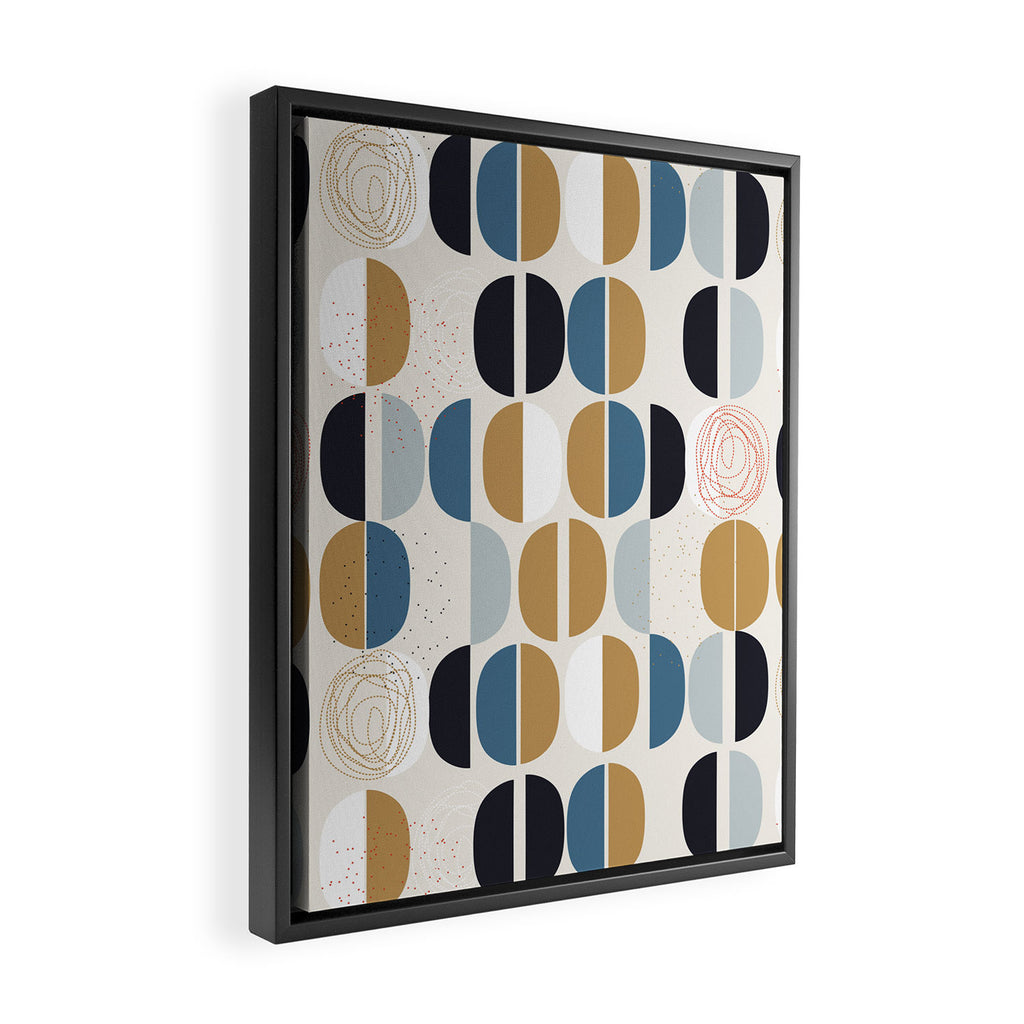 Mid century geometric pattern Framed Canvas Print Gallery Image 2