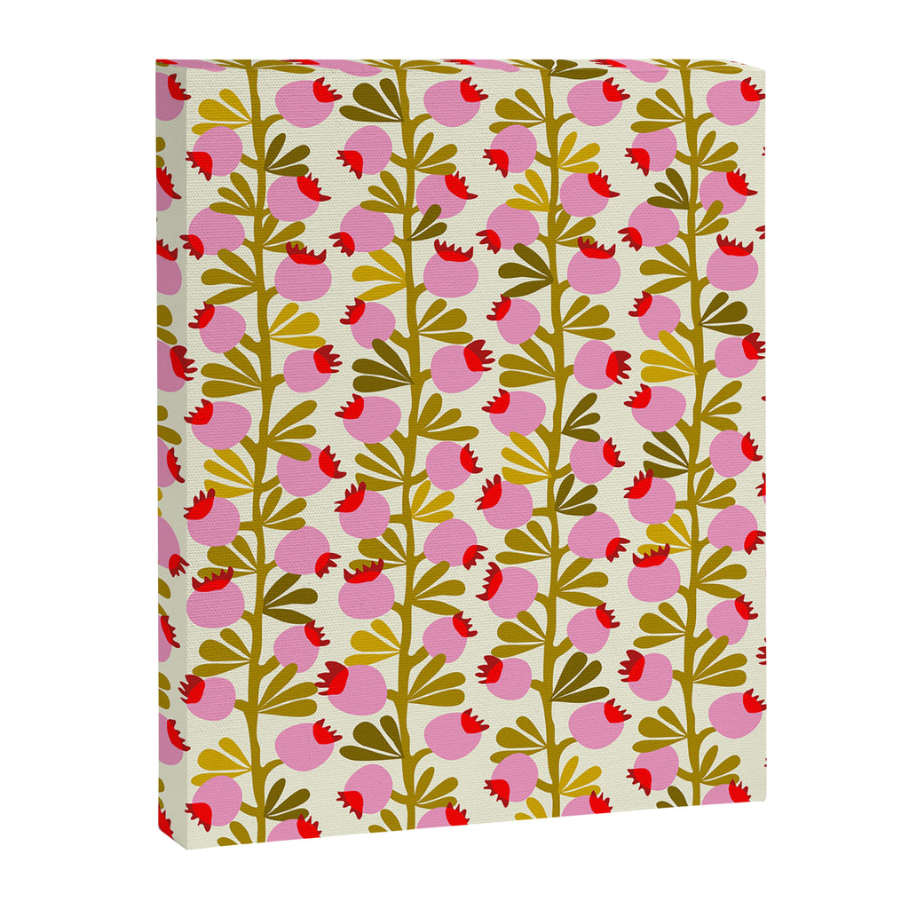 Minimal nordic flower pink with green Canvas Print Gallery Image 6