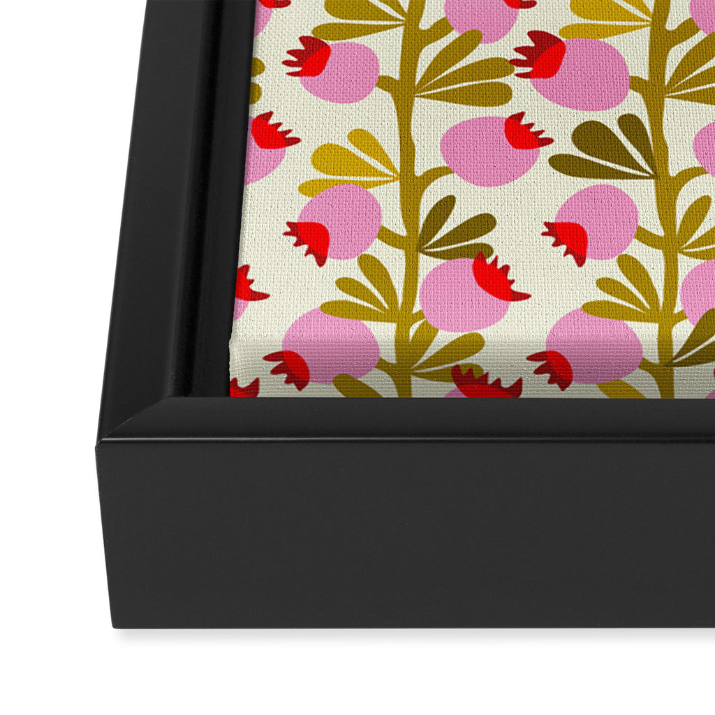 Minimal nordic flower pink with green Framed Canvas Print Gallery Image 3