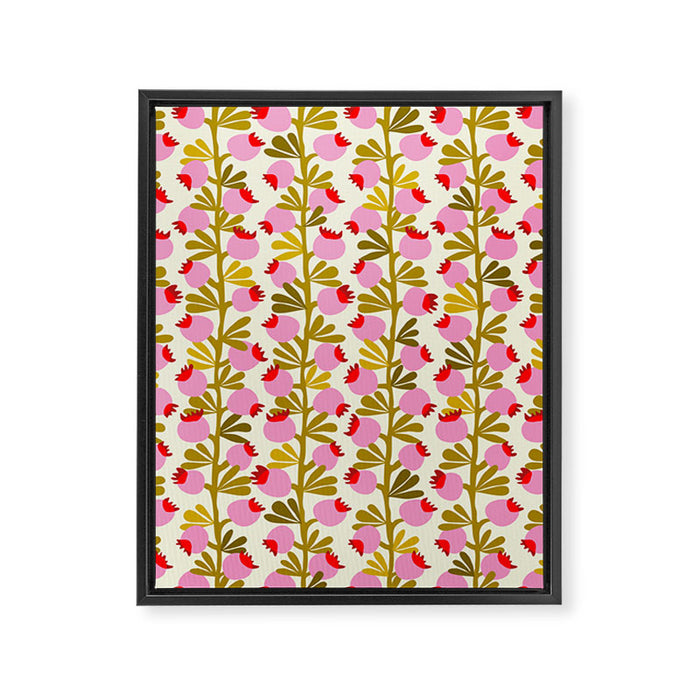 Minimal nordic flower pink with green Framed Canvas Print Gallery Image 1