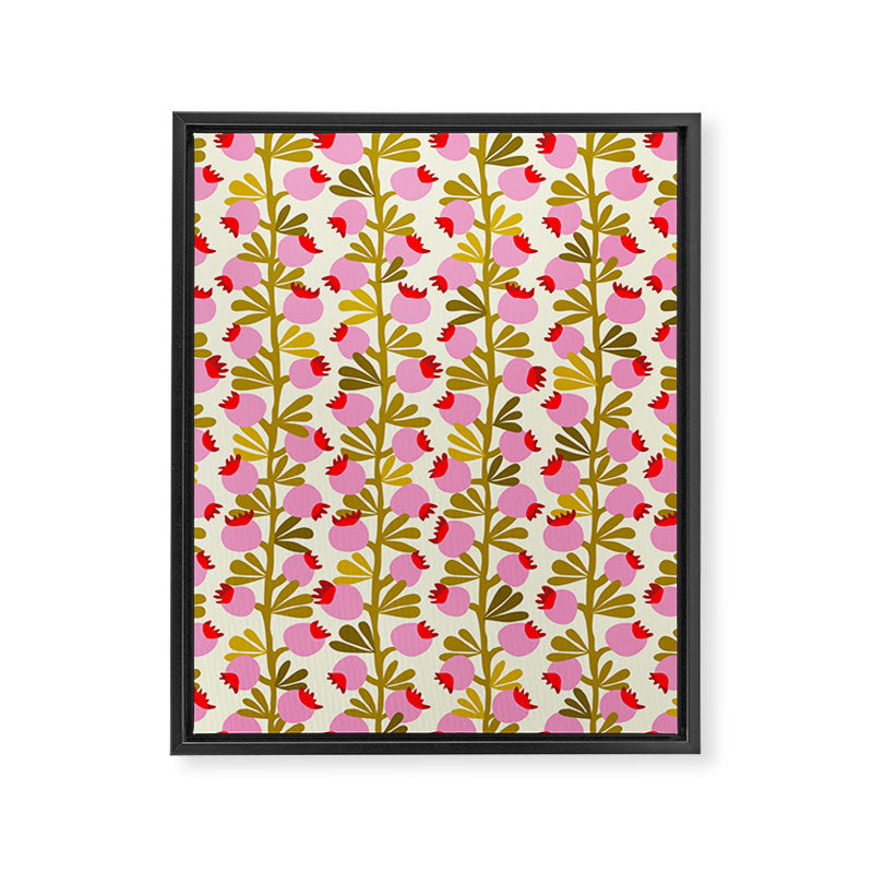 Minimal nordic flower pink with green Framed Canvas Print Gallery Image 6