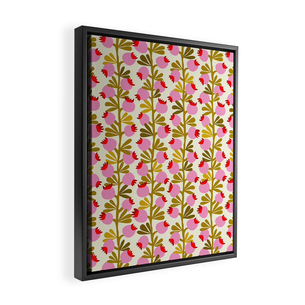 Minimal nordic flower pink with green Framed Canvas Print Gallery Image 2