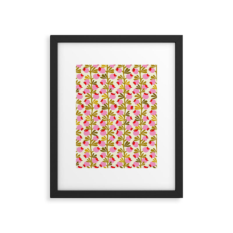 Minimal nordic flower pink with green Framed Art Print Gallery Image 5