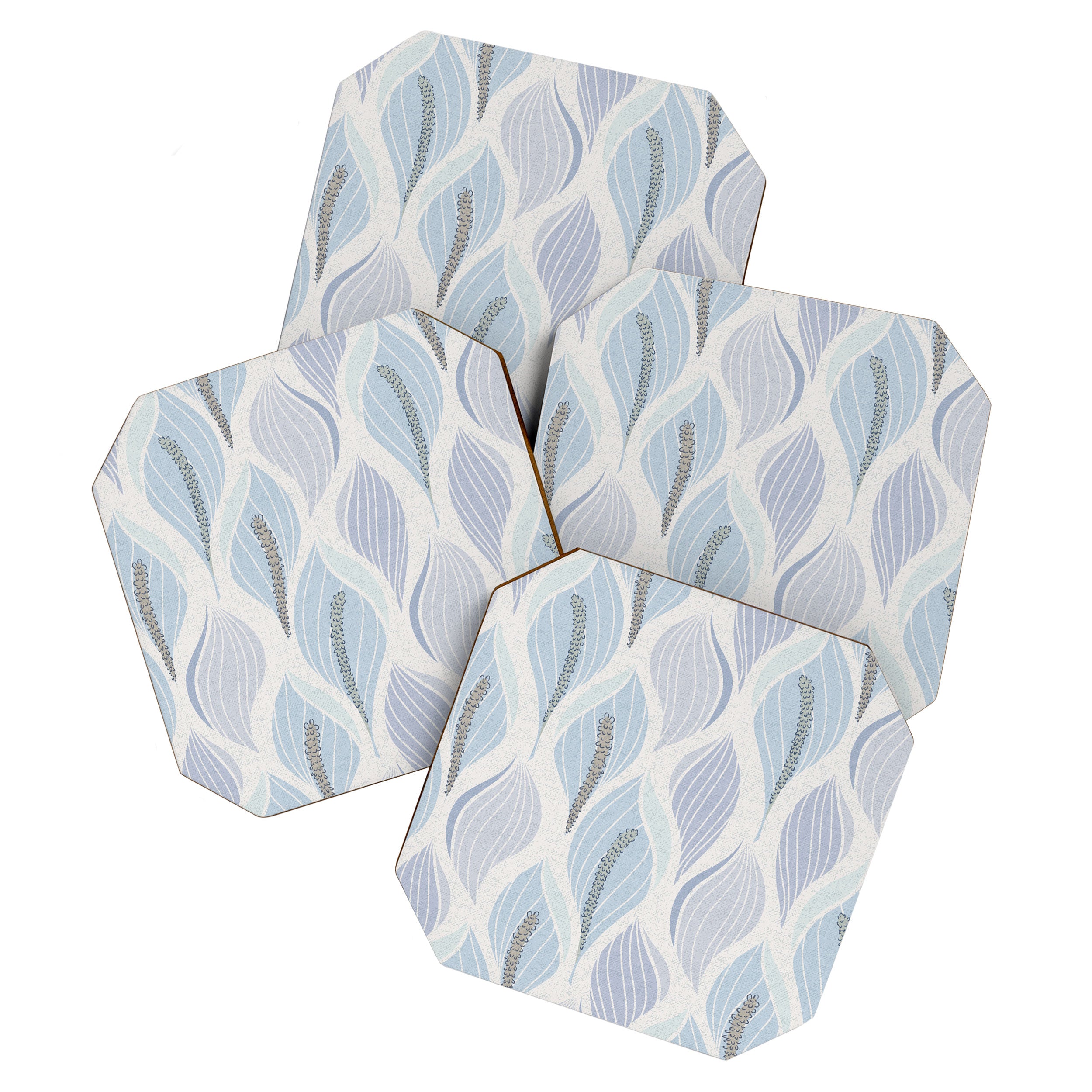 Minimalistic flow Peace lily flower powder blue Coaster Gallery Image 1