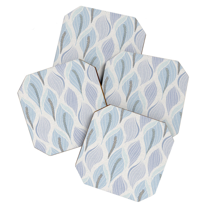 Minimalistic flow Peace lily flower powder blue Coaster Gallery Image 1