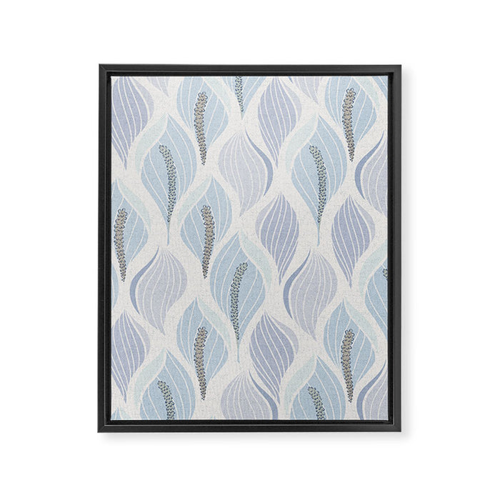 Minimalistic flow Peace lily flower powder blue Framed Canvas Print Gallery Image 1
