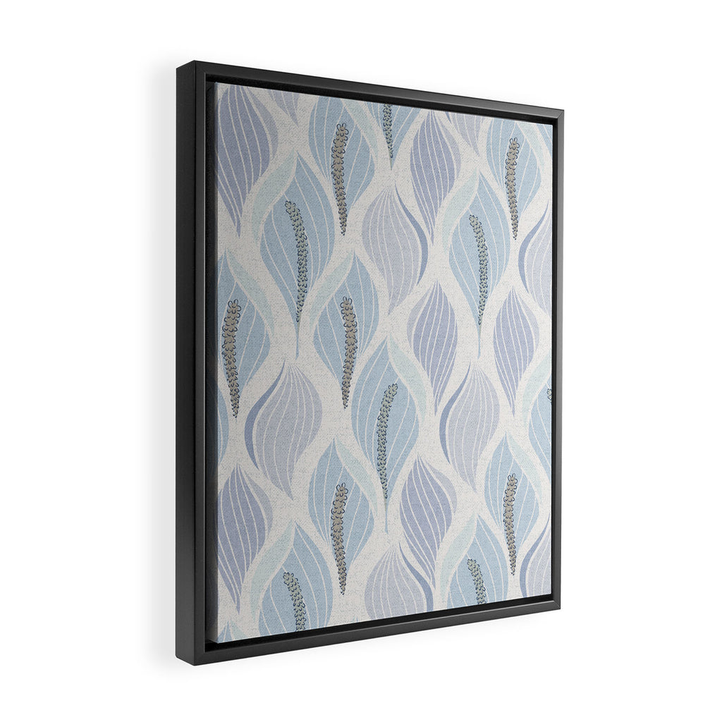 Minimalistic flow Peace lily flower powder blue Framed Canvas Print Gallery Image 2