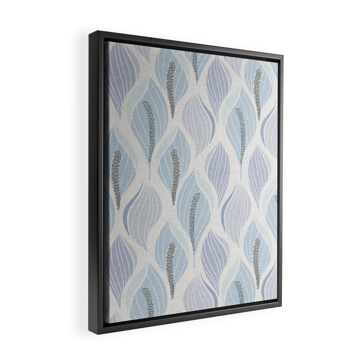 Minimalistic flow Peace lily flower powder blue Framed Canvas Print Gallery Image 2