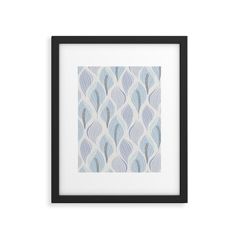 Minimalistic flow Peace lily flower powder blue Framed Art Print Gallery Image 5