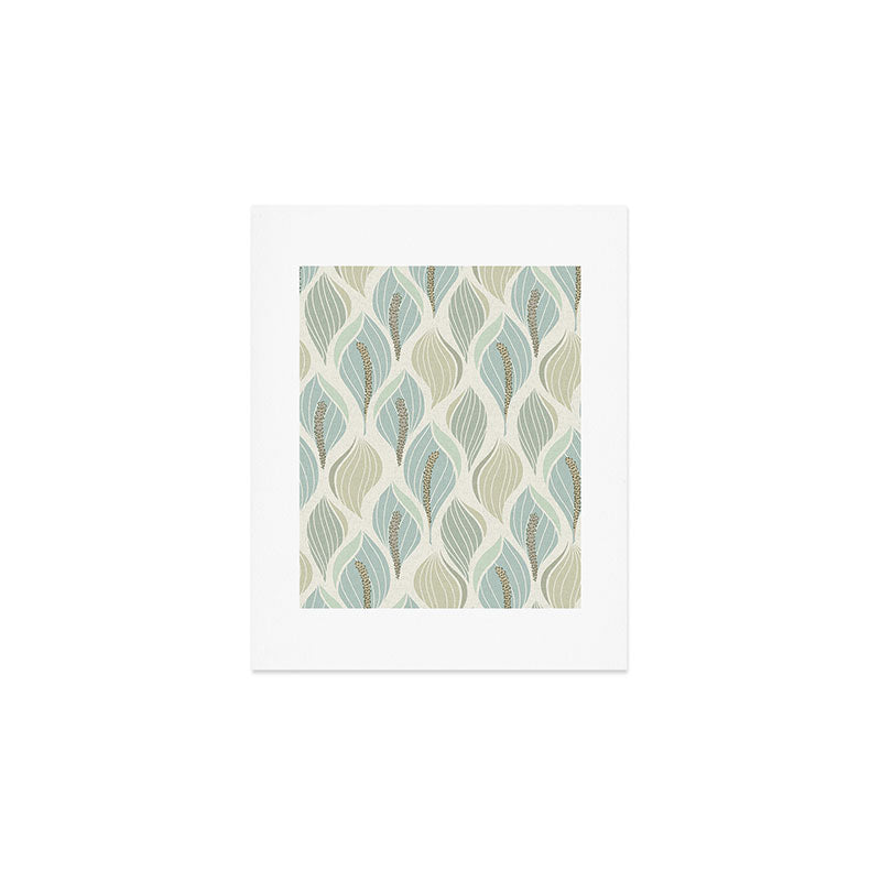 Minimalistic flow Peace lily soft green pattern Art Print Gallery Image 1