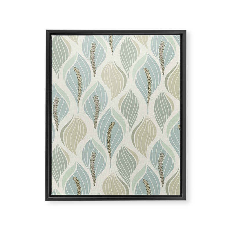Minimalistic flow Peace lily soft green pattern Framed Canvas Print Gallery Image 6