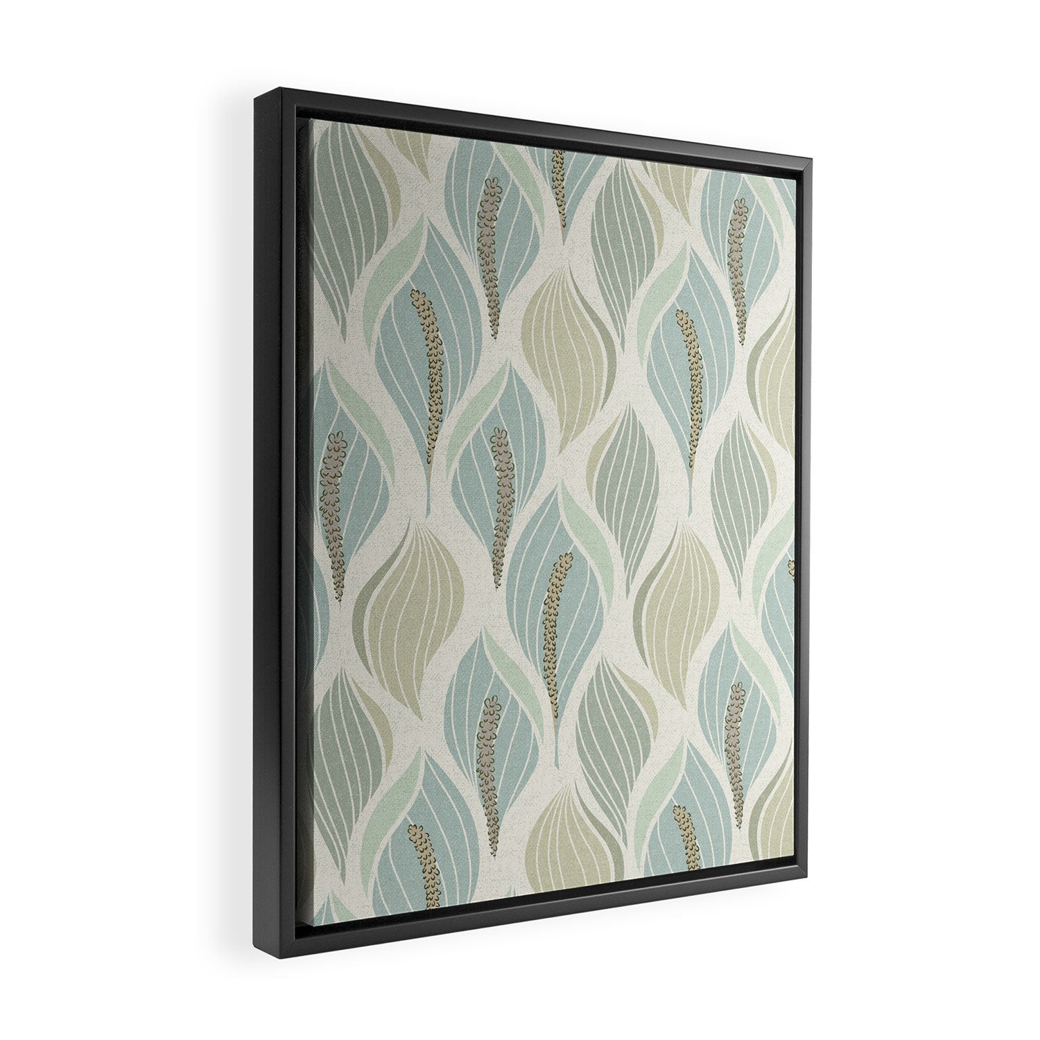 Minimalistic flow Peace lily soft green pattern Framed Canvas Print Gallery Image 2
