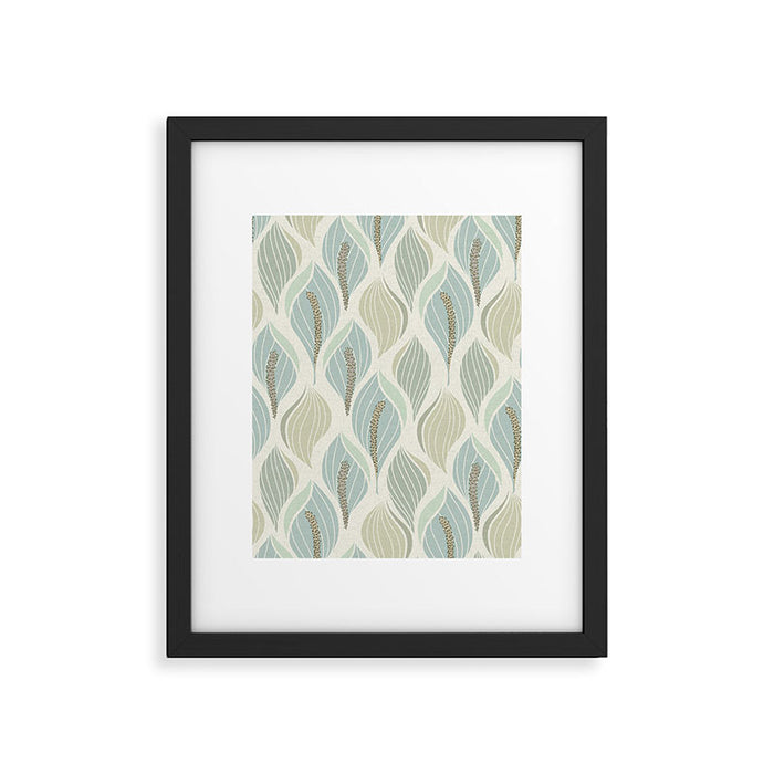 Minimalistic flow Peace lily soft green pattern Framed Art Print Gallery Image 1