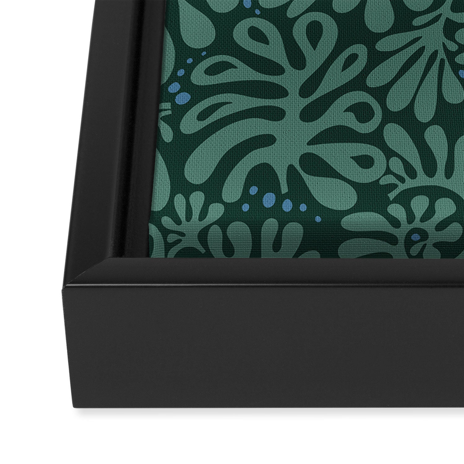 Minimalistic Matisse leaves dark sage green Framed Canvas Print Gallery Image 3