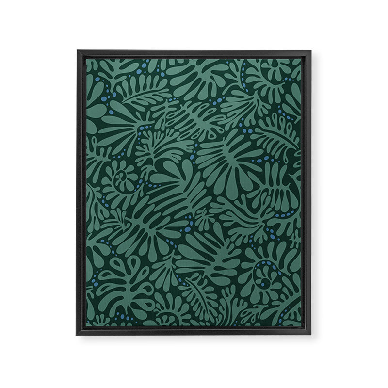 Minimalistic Matisse leaves dark sage green Framed Canvas Print Gallery Image 6