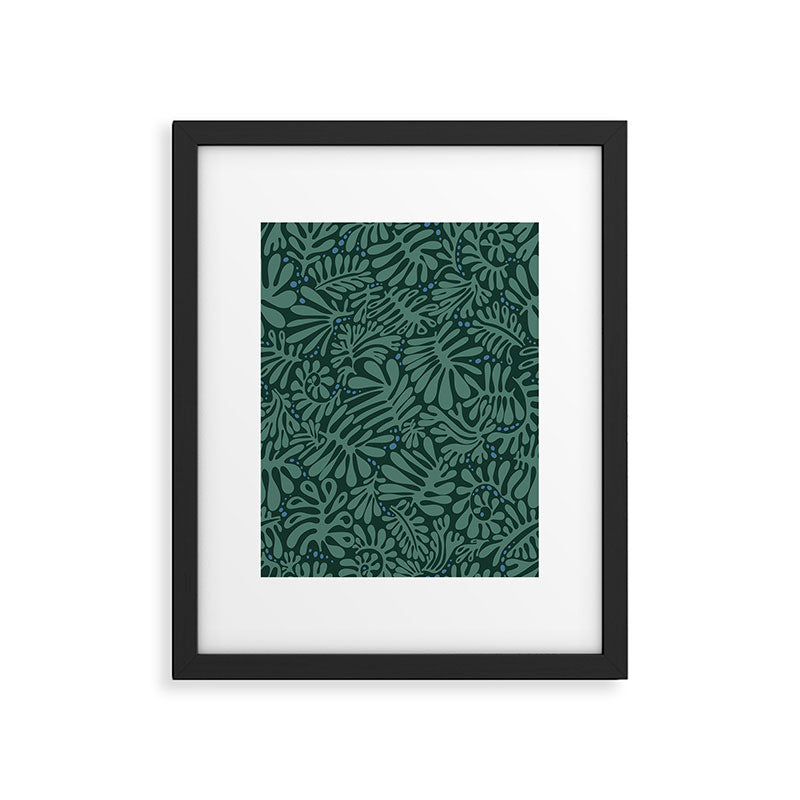 Minimalistic Matisse leaves dark sage green Framed Art Print Gallery Image 5