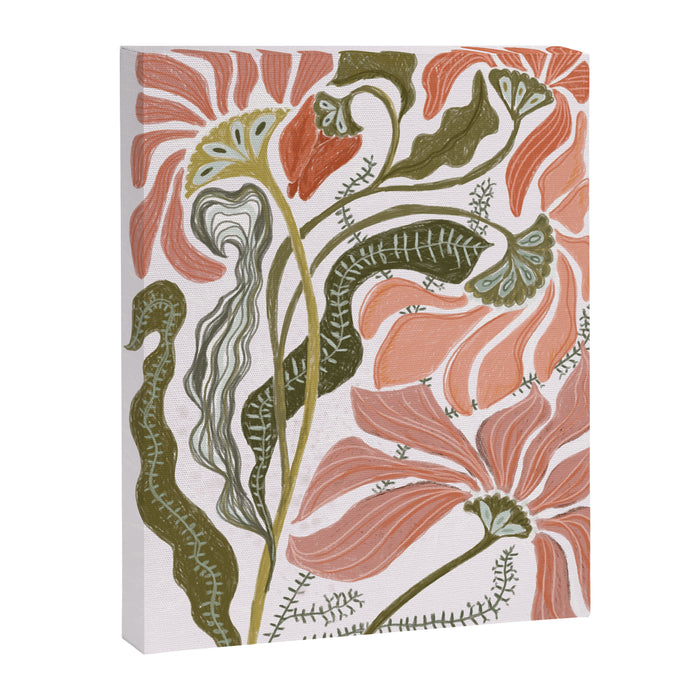 Modern Chalk still life with flowers and fern Canvas Print Gallery Image 1