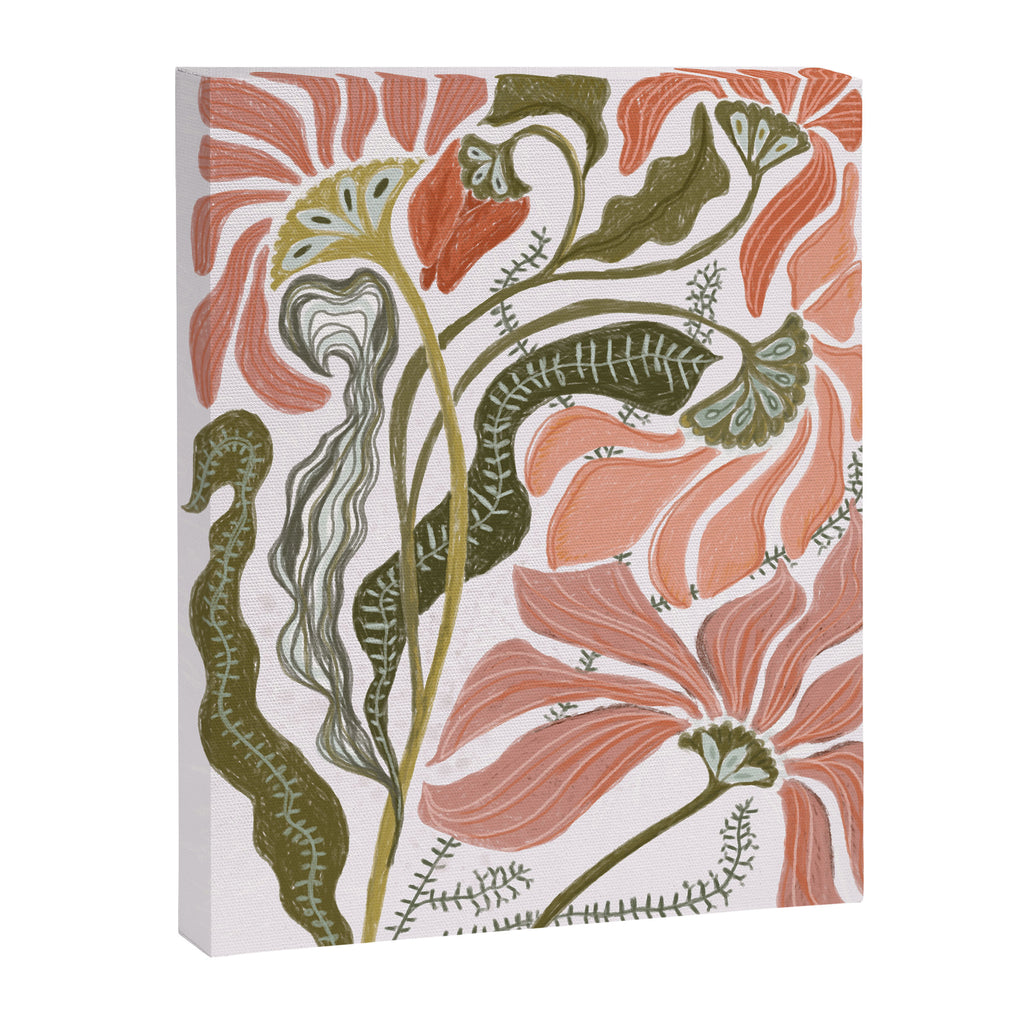 Modern Chalk still life with flowers and fern Canvas Print Gallery Image 6