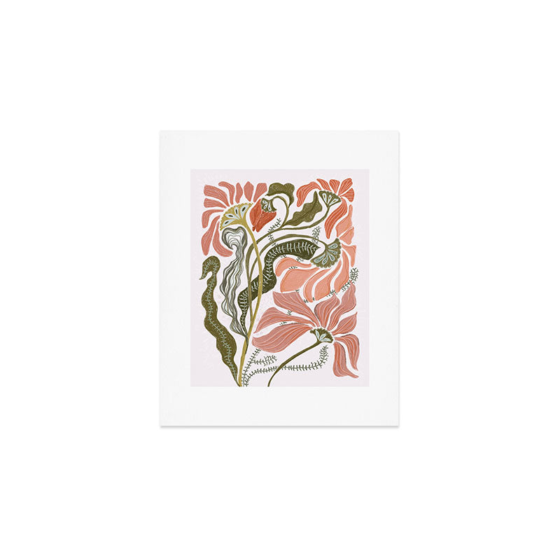 Modern Chalk still life with flowers and fern Art Print Gallery Image 1