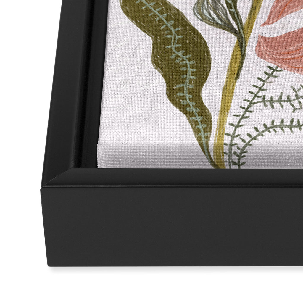Modern Chalk still life with flowers and fern Framed Canvas Print Gallery Image 3