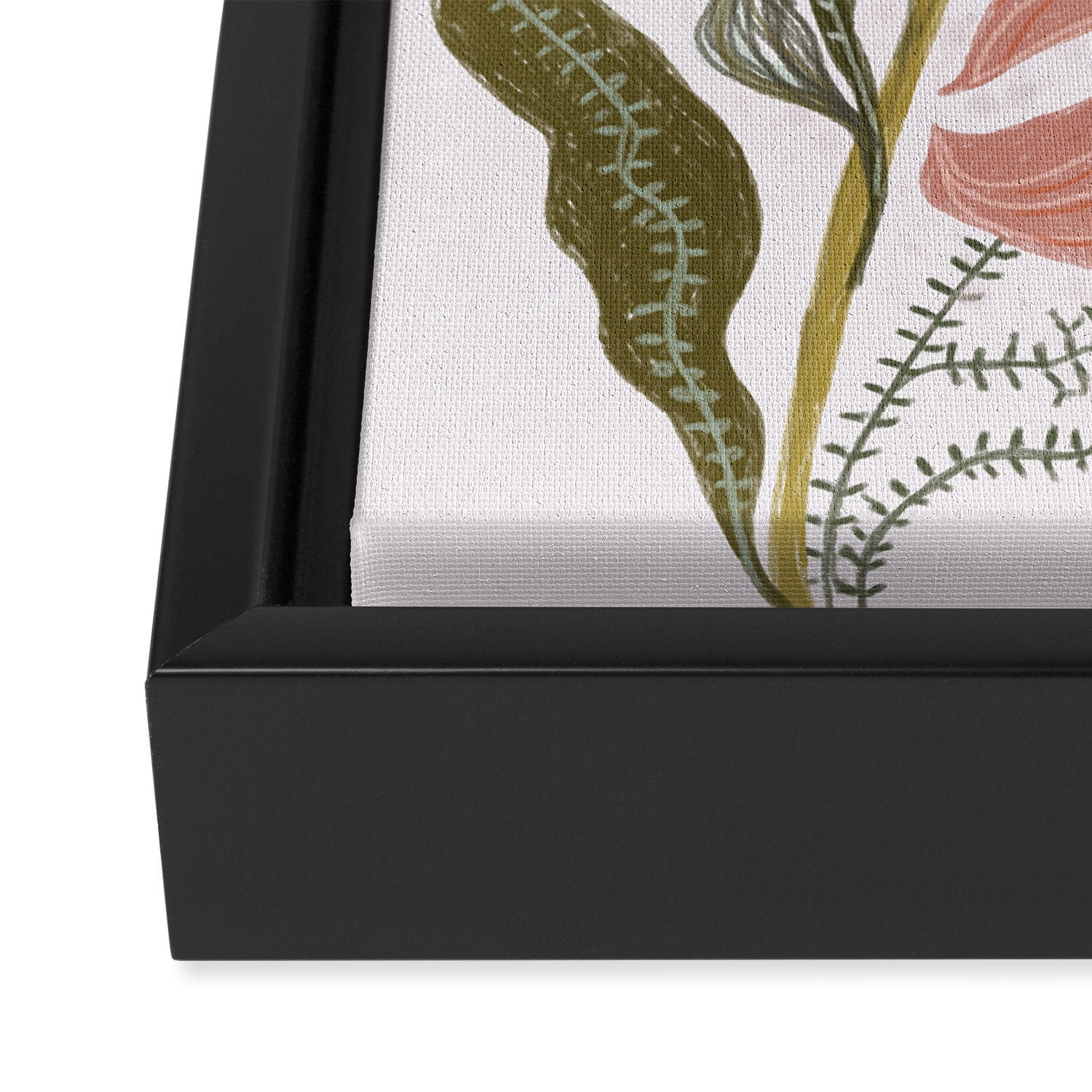 Modern Chalk still life with flowers and fern Framed Canvas Print Gallery Image 3