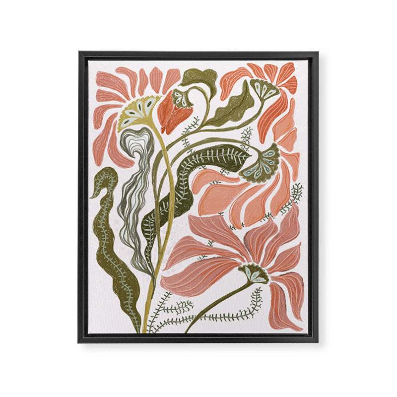 Modern Chalk still life with flowers and fern Framed Canvas Print Gallery Image 6