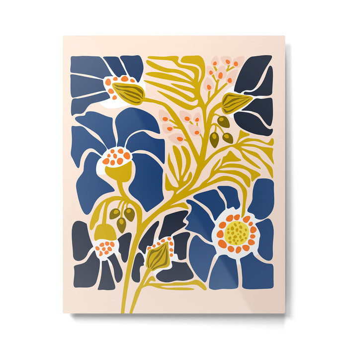 Modern floral illustration; Backyard flower Metal Print Gallery Image 1