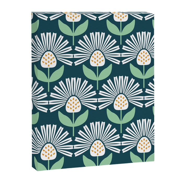 Modern mid century retro flower blue Canvas Print Gallery Image 1