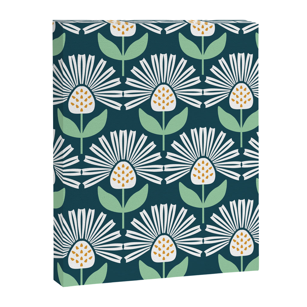 Modern mid century retro flower blue Canvas Print Gallery Image 6