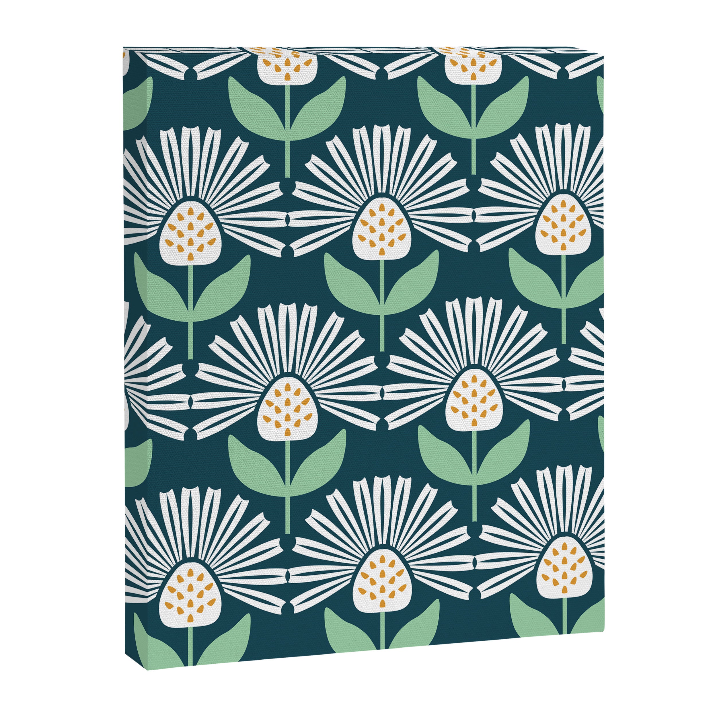 Modern mid century retro flower blue Canvas Print Gallery Image 6