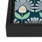 Modern mid century retro flower blue Framed Canvas Print Gallery Image 3