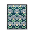 Modern mid century retro flower blue Framed Canvas Print Gallery Image 6