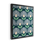 Modern mid century retro flower blue Framed Canvas Print Gallery Image 2