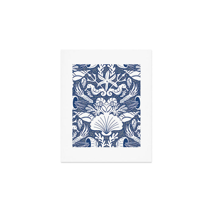 Neptune's joy blue damask reworked Art Print Gallery Image 1