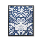 Neptune's joy blue damask reworked Framed Canvas Print Gallery Image 8