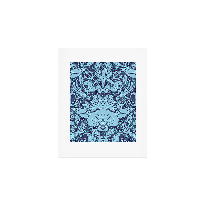 Neptune's joy dublex blue damask reworked Art Print Gallery Image 1