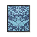 Neptune's joy dublex blue damask reworked Framed Canvas Print Gallery Image 8
