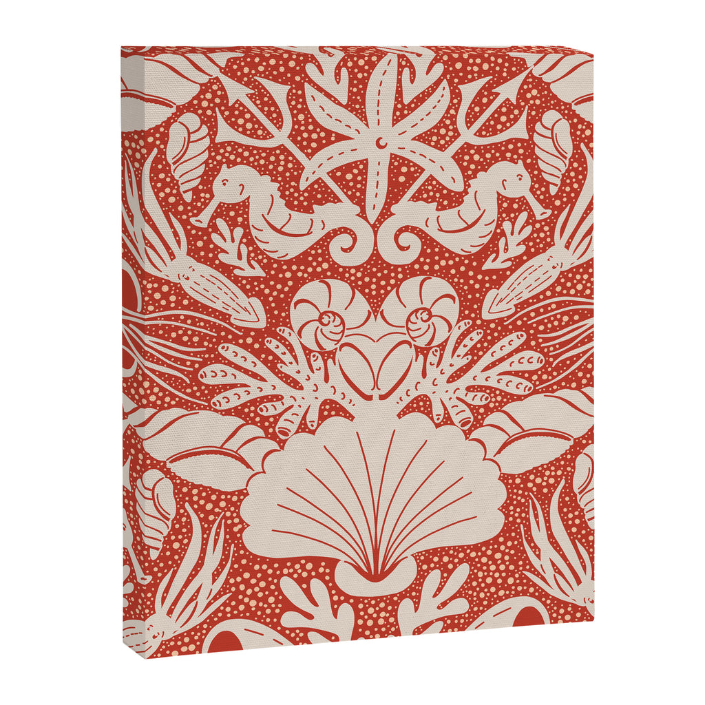 Neptune's joy warm red damask reworked Canvas Print Gallery Image 8