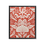 Neptune's joy warm red damask reworked Framed Canvas Print Gallery Image 8