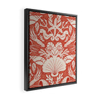 Neptune's joy warm red damask reworked Framed Canvas Print Gallery Image 2