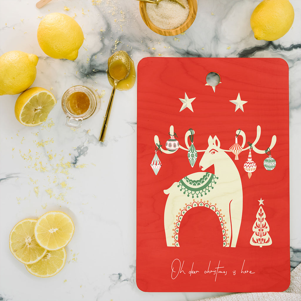 Oh deer christmas is here red Cutting Board Gallery Image 2