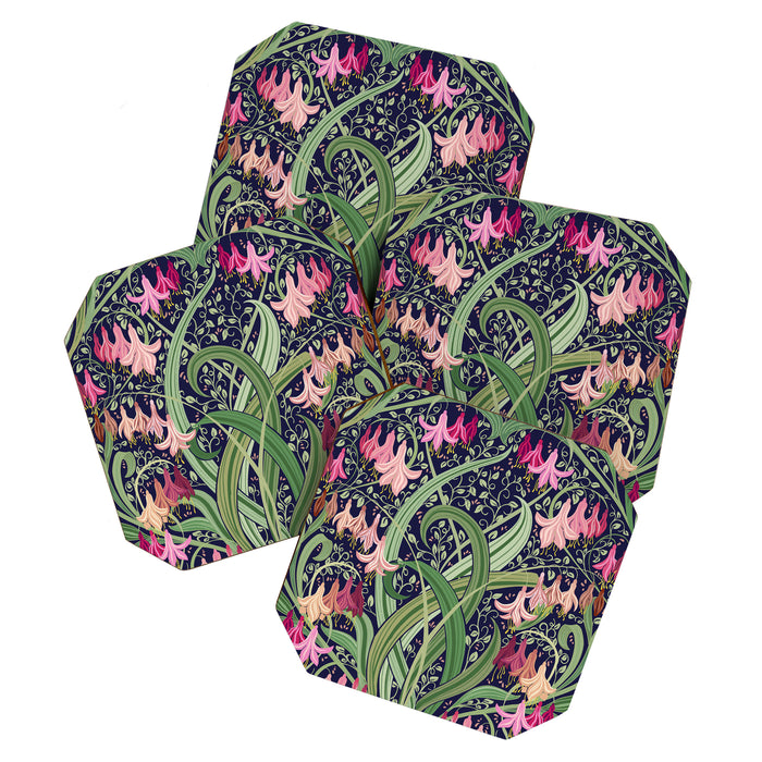 Ornamental Hothouse Botanica Fuchsia dark navy Coaster Gallery Image 1