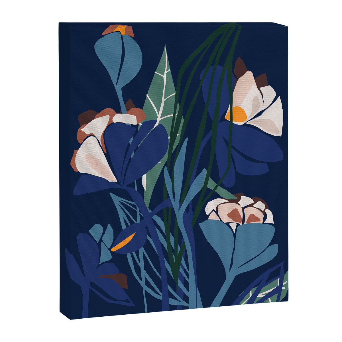 Outside at night â modern floral illustration Canvas Print Gallery Image 6