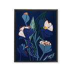Outside at night â modern floral illustration Framed Canvas Print Gallery Image 6