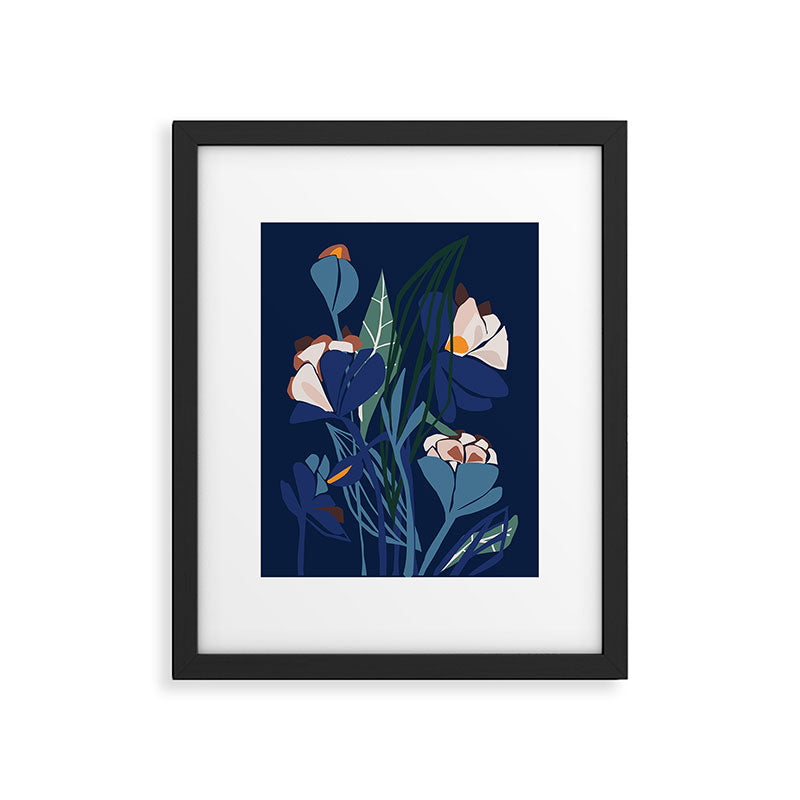 Outside at night â modern floral illustration Framed Art Print Gallery Image 5
