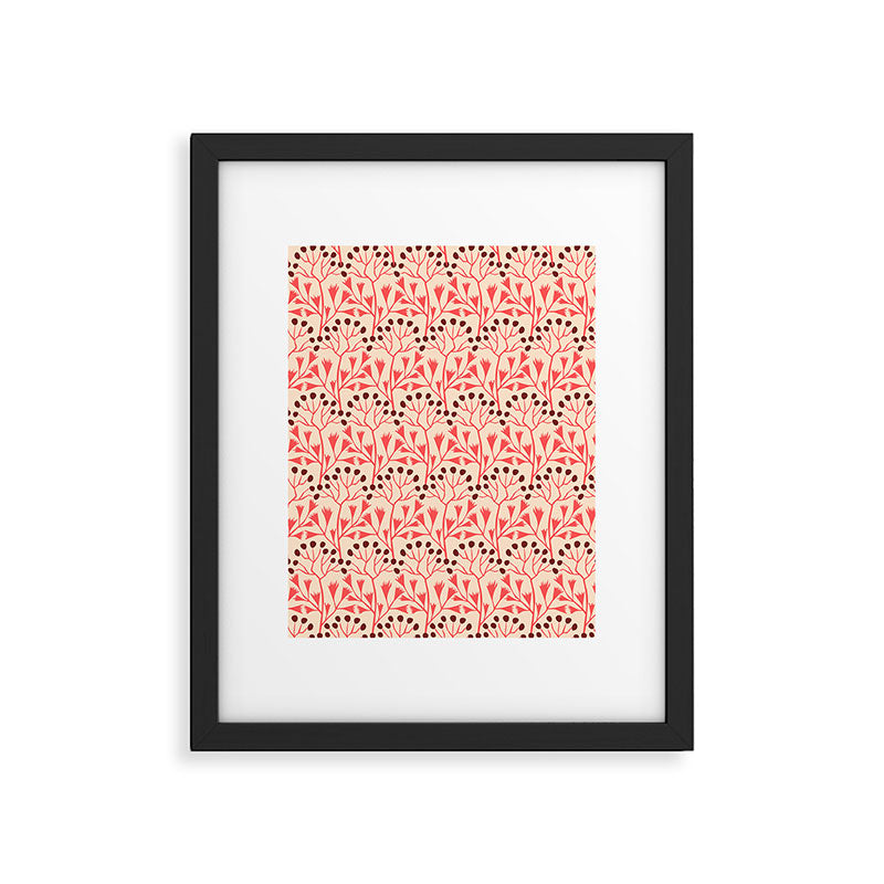 Peachy vintage flowerpattern Framed Art Print Gallery Image 5