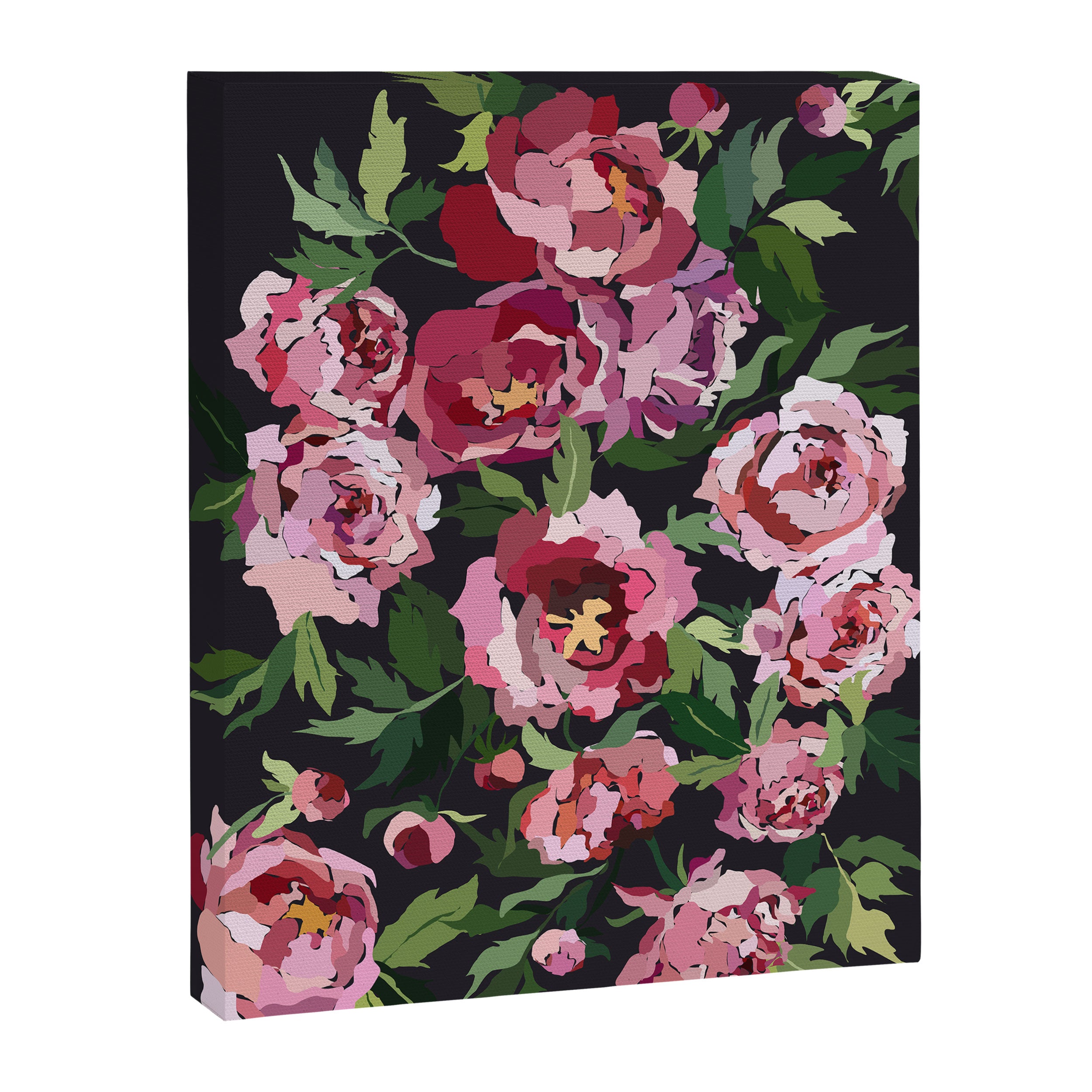 Peony dark coal background Canvas Print Gallery Image 6