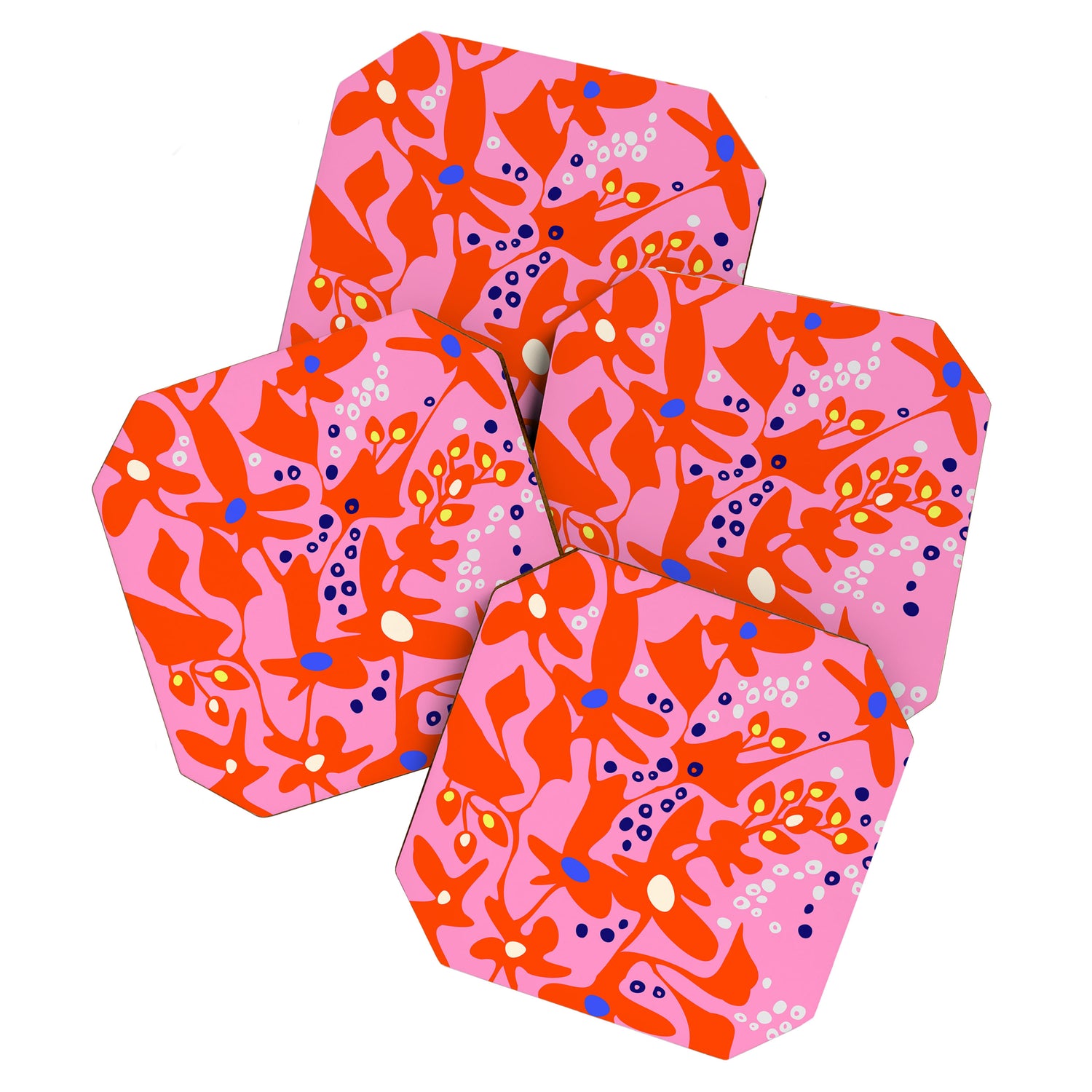 Pink home jungle: Organic shapes and flowers Coaster Gallery Image 1