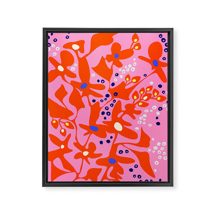Pink home jungle: Organic shapes and flowers Framed Canvas Print Gallery Image 1