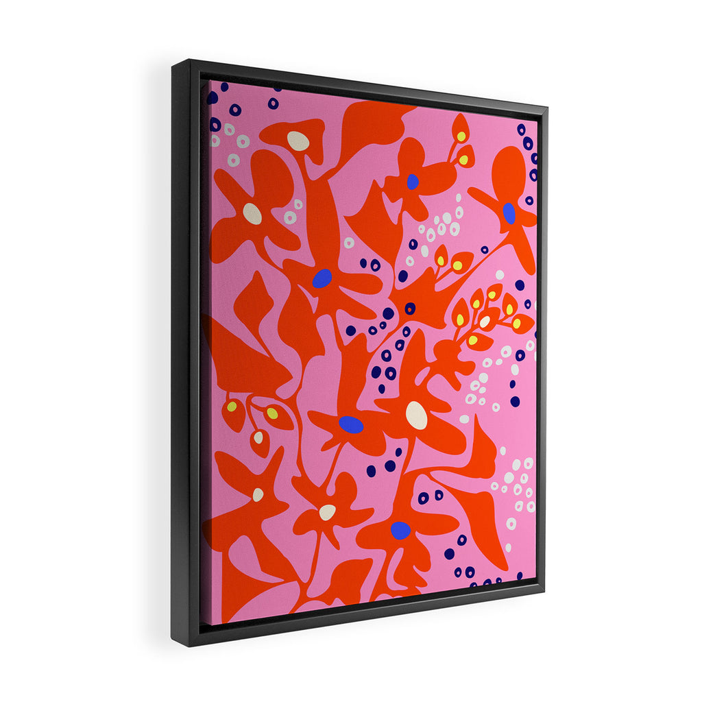 Pink home jungle: Organic shapes and flowers Framed Canvas Print Gallery Image 2